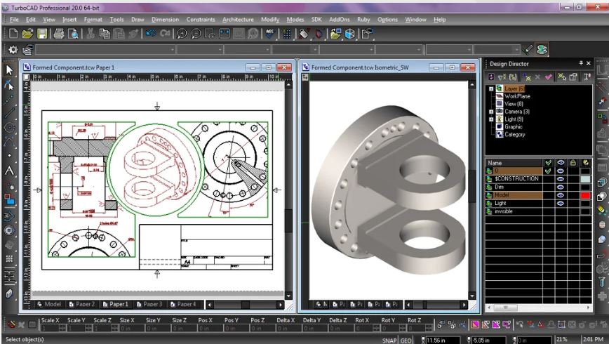 Giao diện Phần Mềm TurboCAD